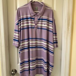 Callaway Men’s Opti Dri Performance  Polo Big & Tall 5X Lavender Blue Stripes